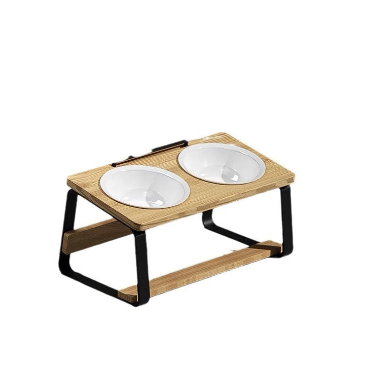 Ceramic Double Bowl Pet Water Feeding Bowl - A Must-Have for Your Feline Friend