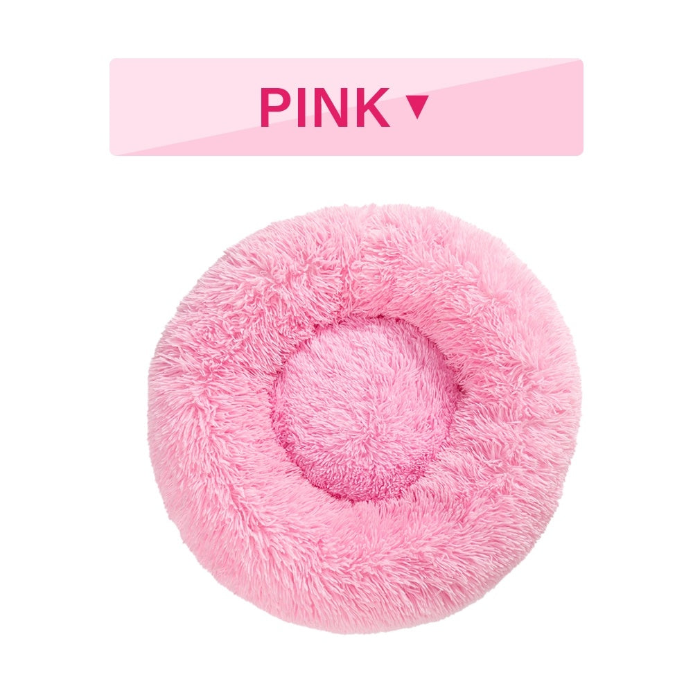 Fluffy Donut Dog Bed Long Plush Pet Cushion Dog Bed