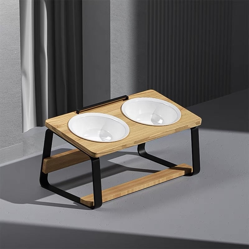 Ceramic Double Bowl Pet Water Feeding Bowl