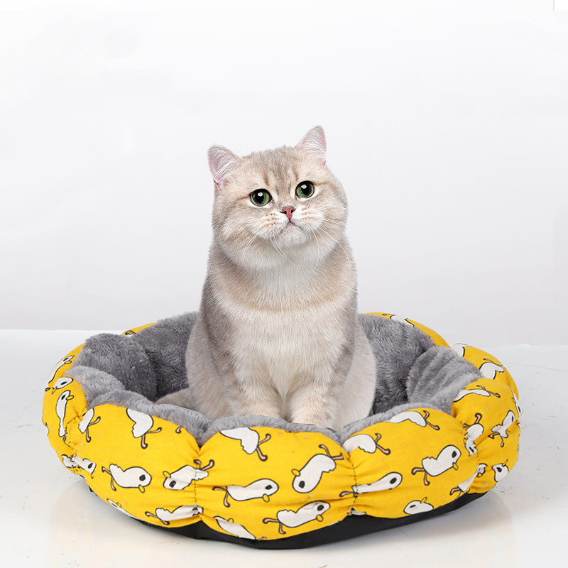 Donut Bed For Puppy And Kitten Round Fluffy Pet Bed