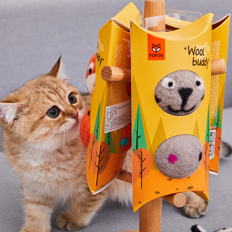 Colorful Felt Stretch Ball Cat Chew Toy