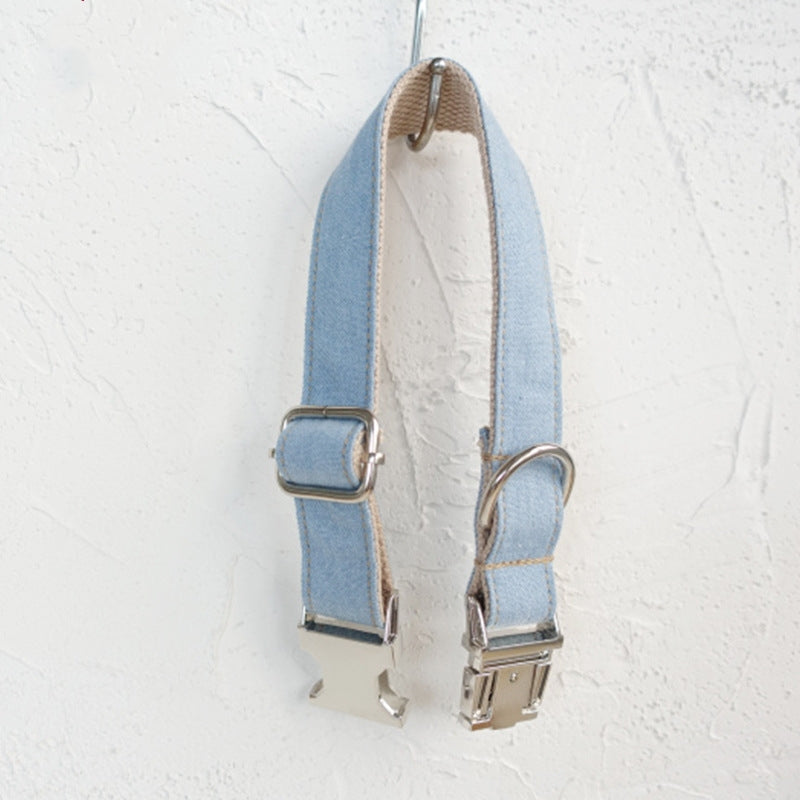 Blue pet dog ring denim leash