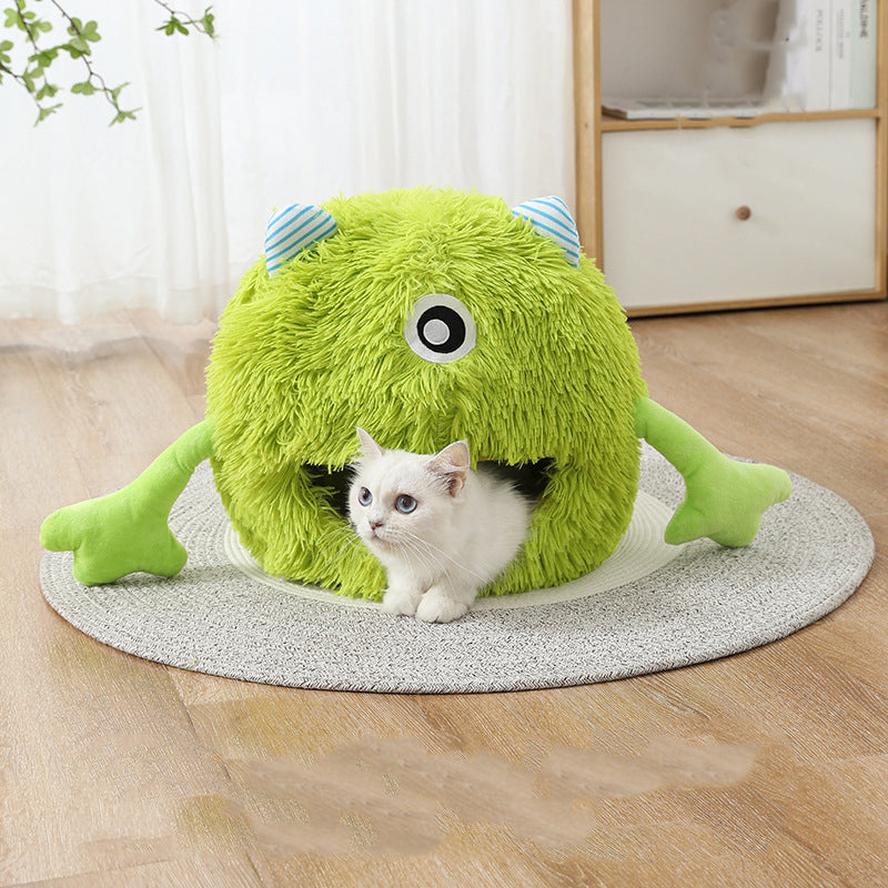 Washable Fluffy Round Non Slip Calming Soft Pet Bed