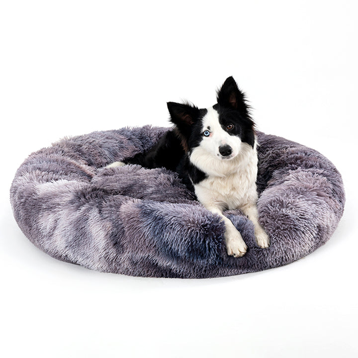 Fluffy Donut Dog Bed Long Plush Pet Cushion Dog Bed