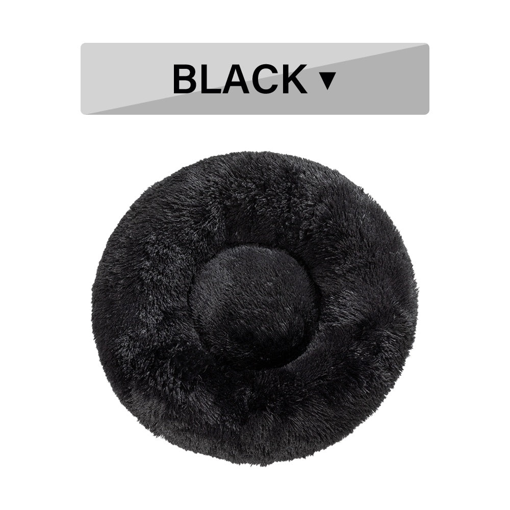 Fluffy Donut Dog Bed Long Plush Pet Cushion Dog Bed