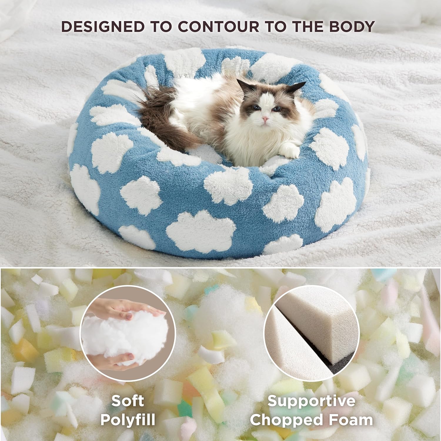 Round Donut Small Dog Calming Pet Beds