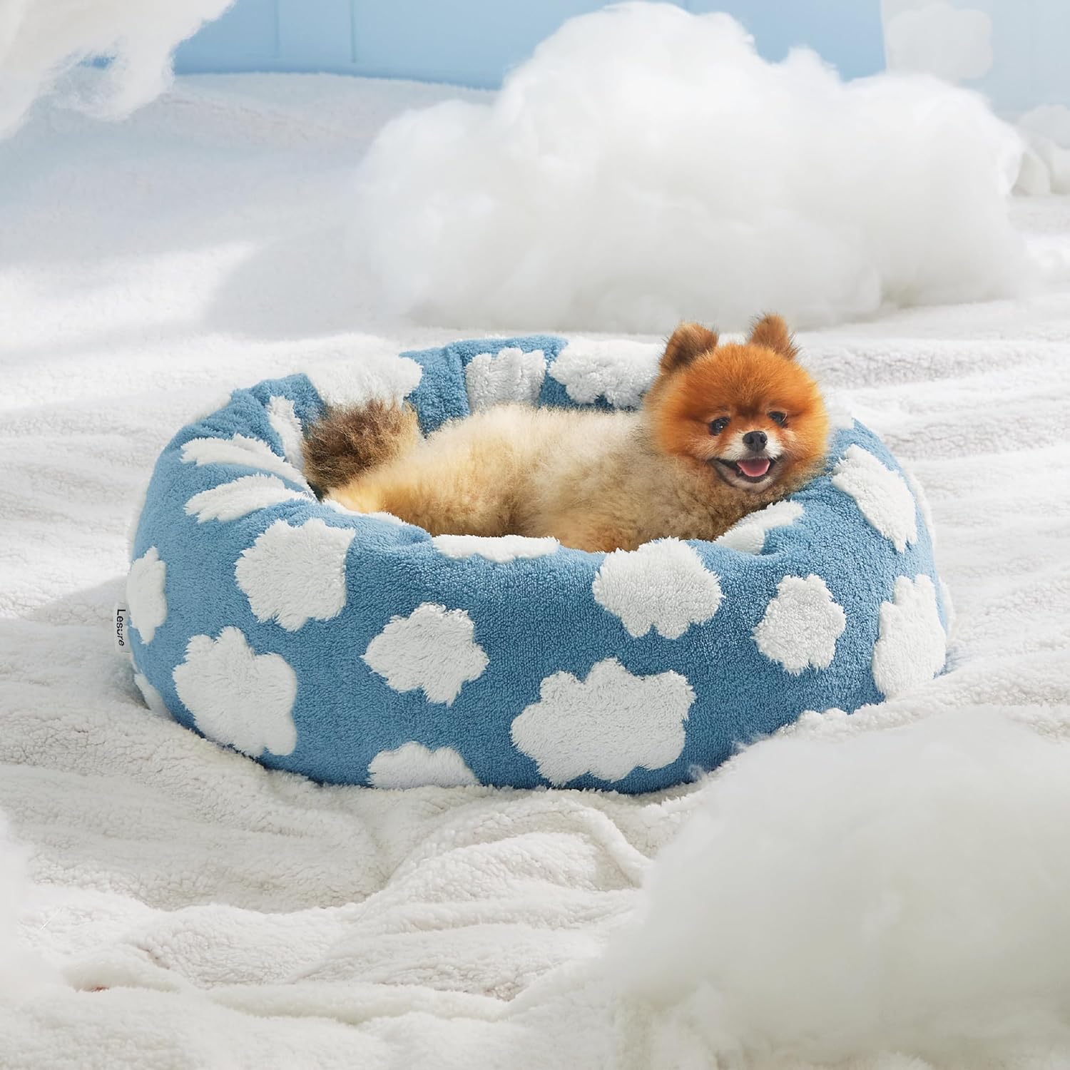 Round Donut Small Dog Calming Pet Beds