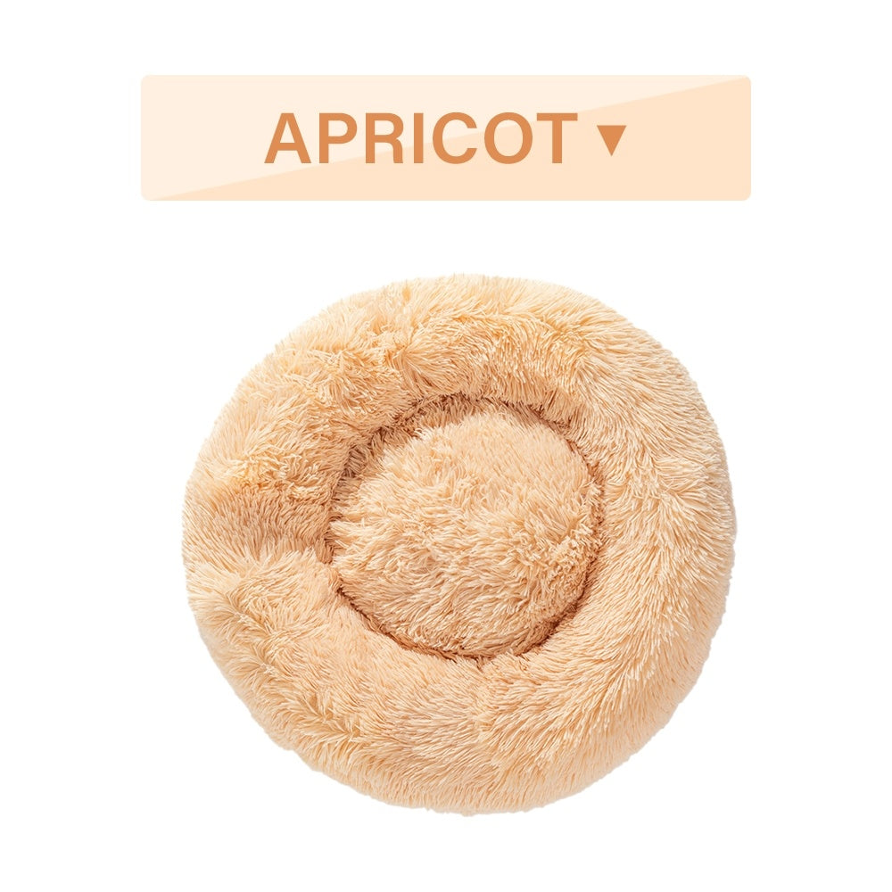 Fluffy Donut Dog Bed Long Plush Pet Cushion Dog Bed