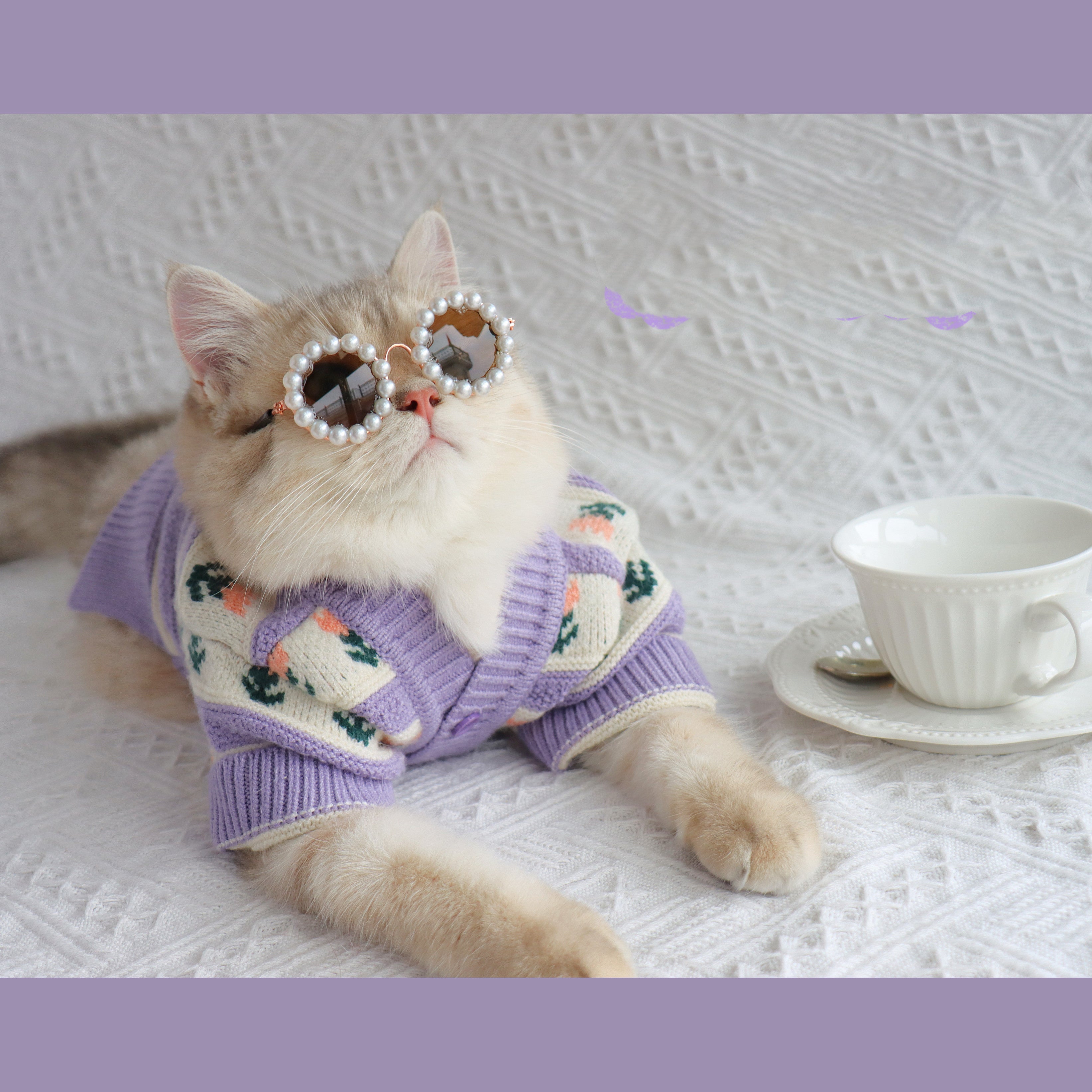 Retro Purple Flower Sweater