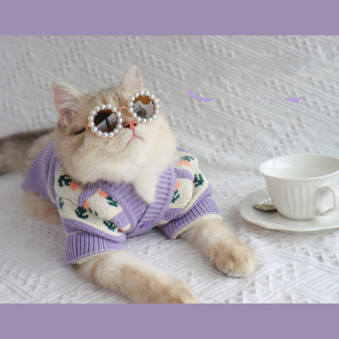 Retro Purple Flower Sweater
