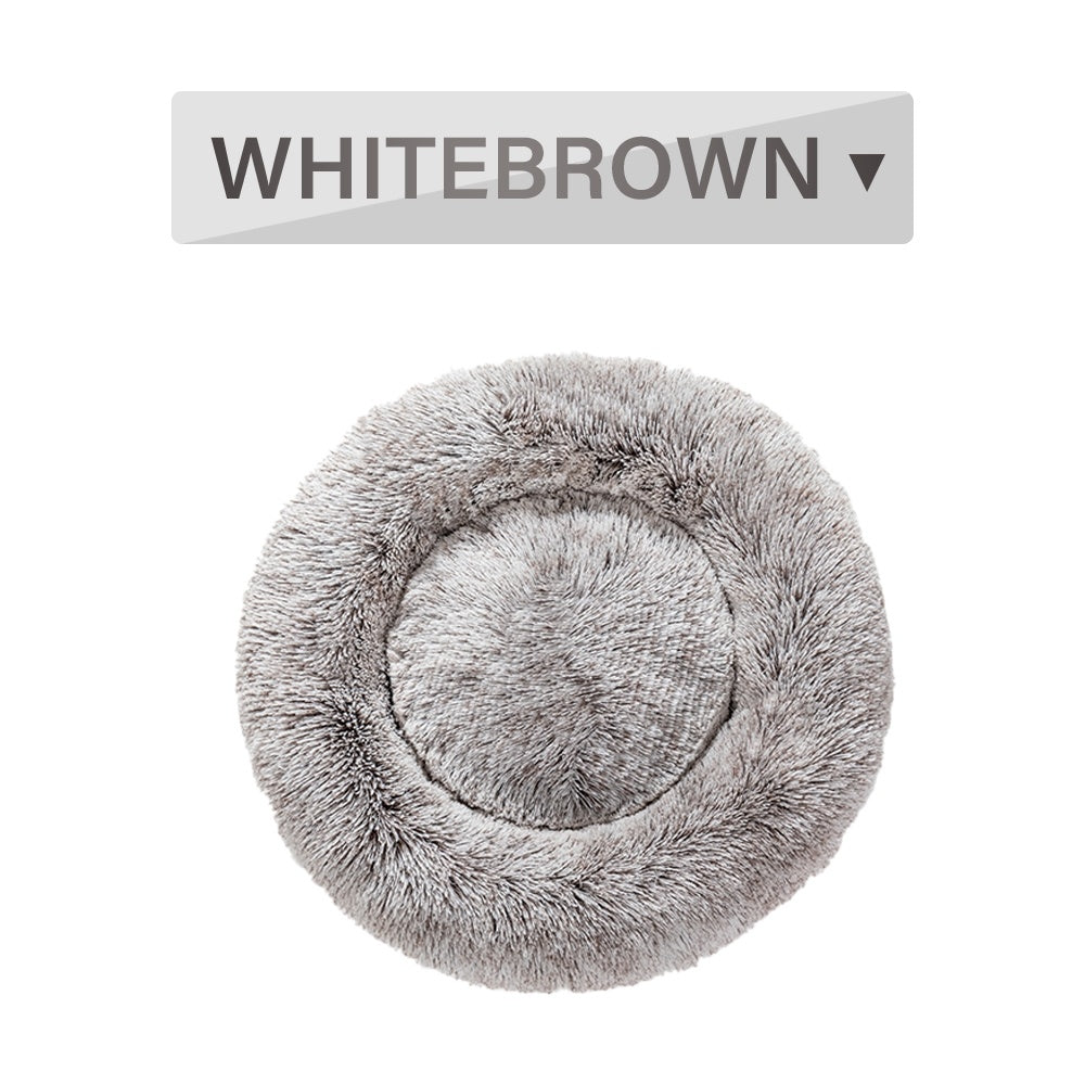 Fluffy Donut Dog Bed Long Plush Pet Cushion Dog Bed