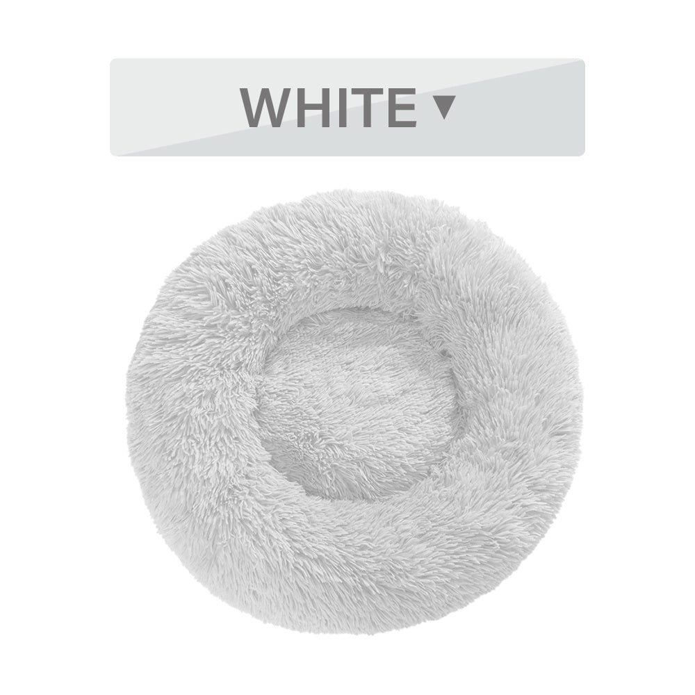 Fluffy Donut Dog Bed Long Plush Pet Cushion Dog Bed