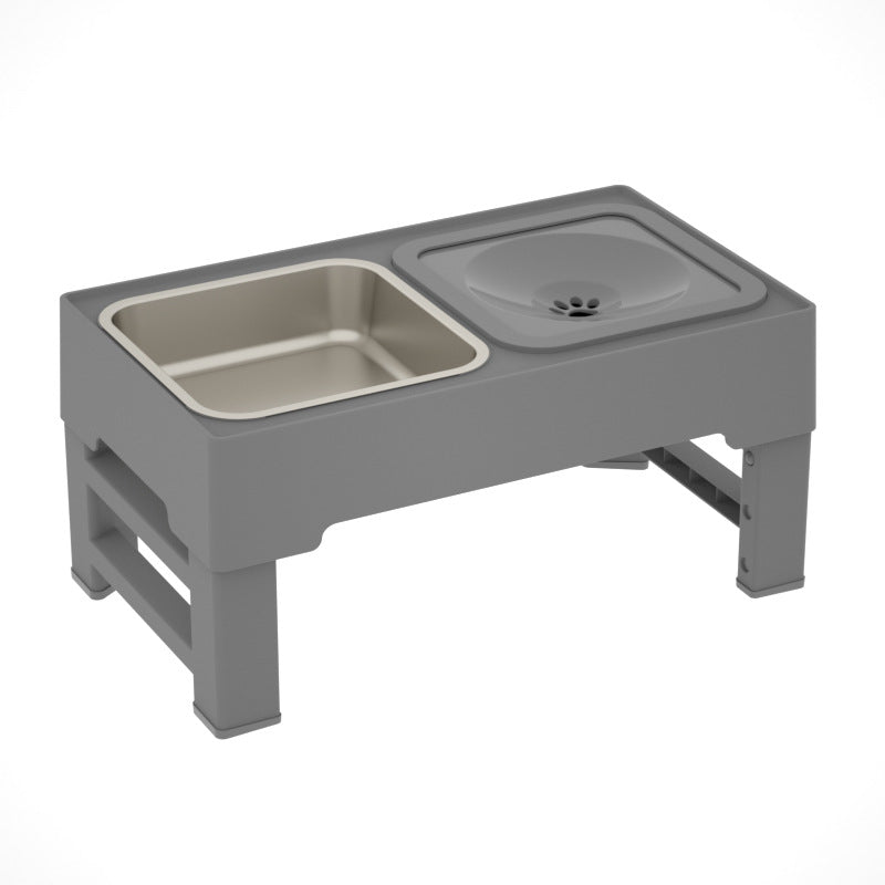 Stainless Stand Adjustable Height Pets Feeding Dish Bowl