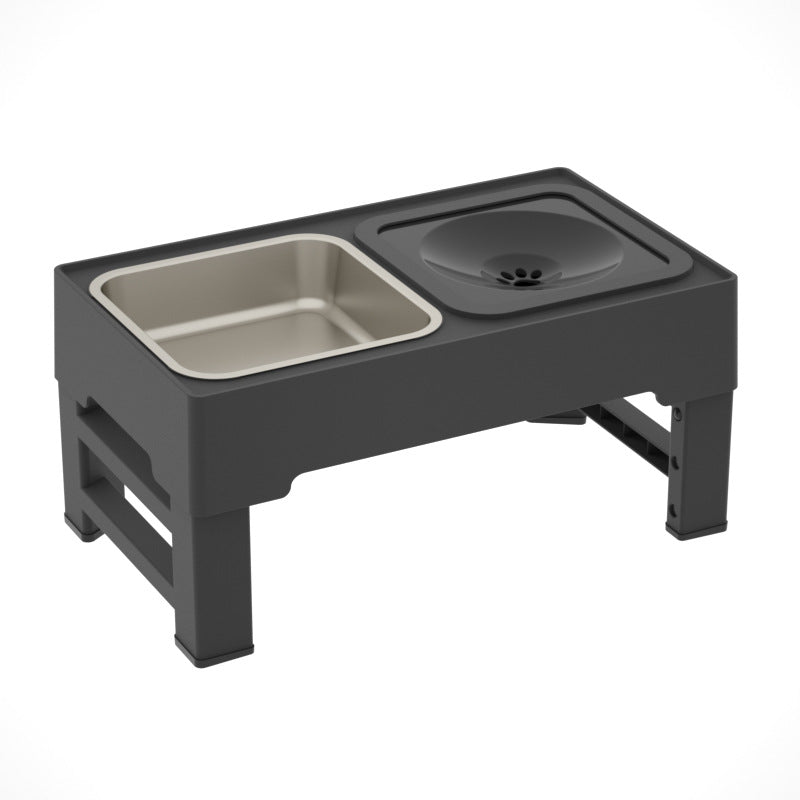 Stainless Stand Adjustable Height Pets Feeding Dish Bowl