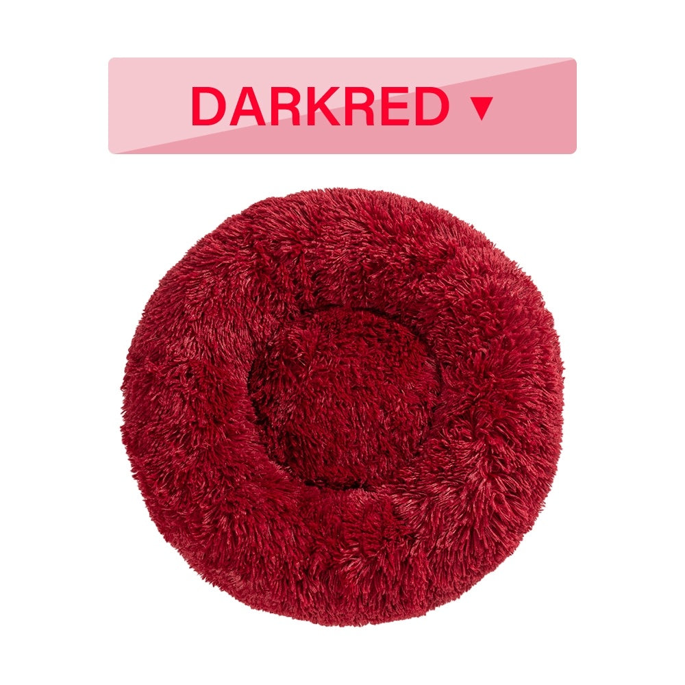 Fluffy Donut Dog Bed Long Plush Pet Cushion Dog Bed
