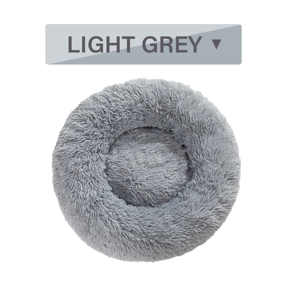 Fluffy Donut Dog Bed Long Plush Pet Cushion Dog Bed