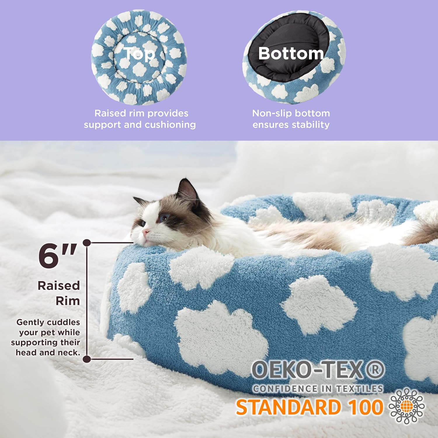 Round Donut Small Dog Calming Pet Beds