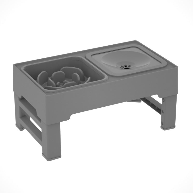 Stainless Stand Adjustable Height Pets Feeding Dish Bowl