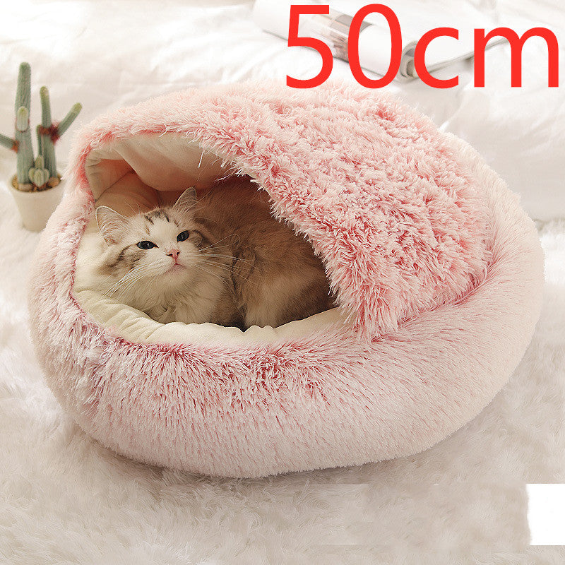 2 In 1 Cat Warm Bed House Soft Long Plush Pets Bed