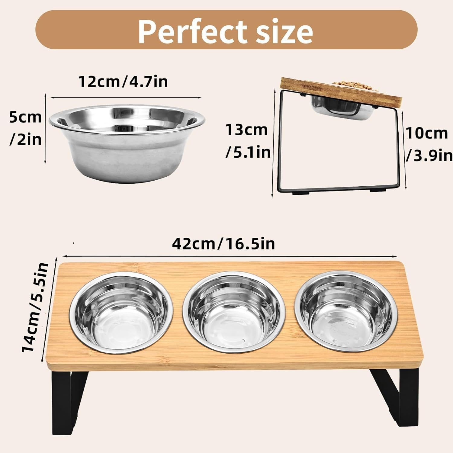 Iron Wood Combined With Cat Bowl Rack
