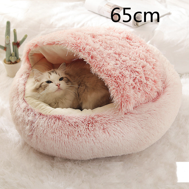 2 In 1 Cat Warm Bed House Soft Long Plush Pets Bed