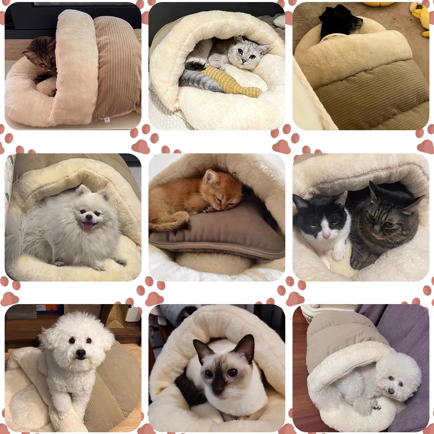 Ultra Soft Cute Plush Slipper Cat Cave Bed