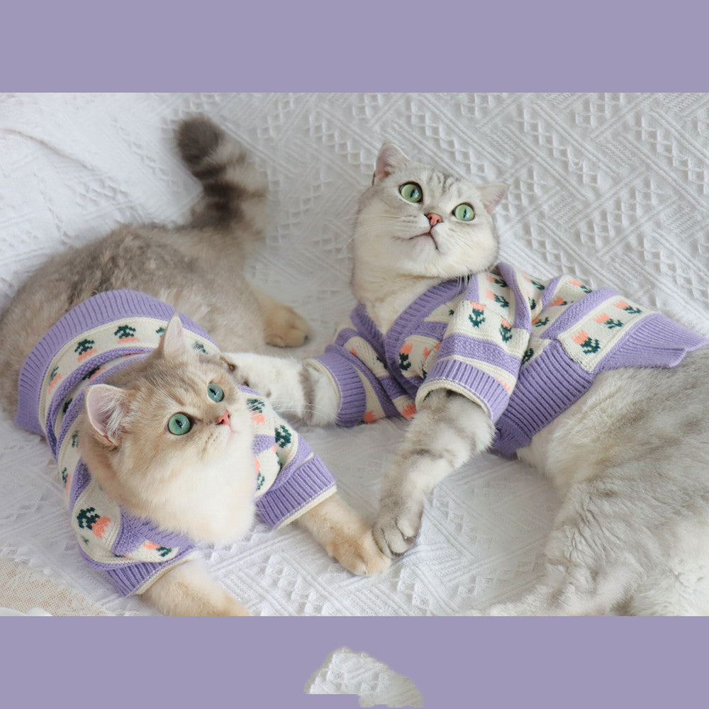 Retro Purple Flower Sweater