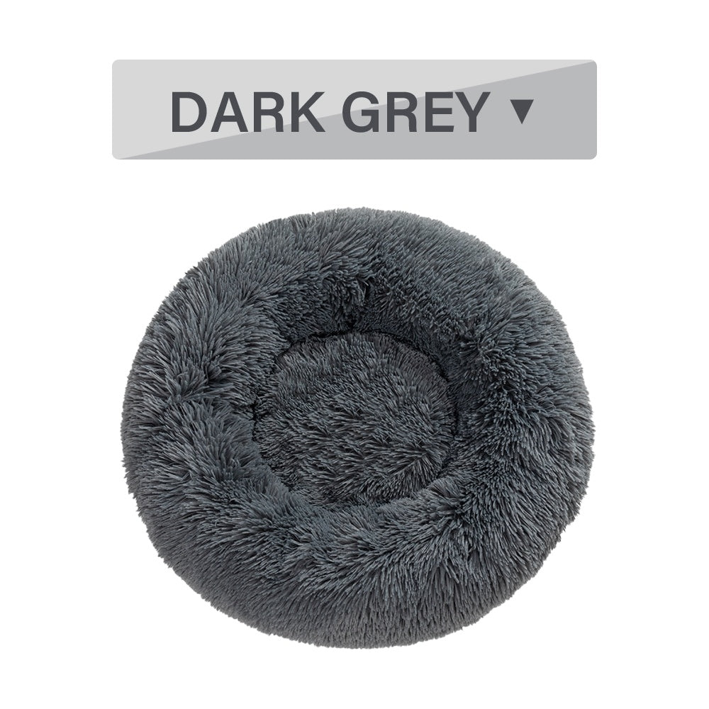 Fluffy Donut Dog Bed Long Plush Pet Cushion Dog Bed