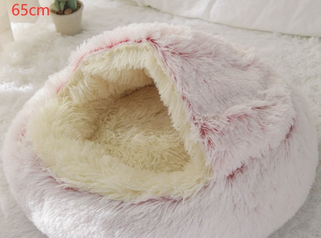 2 In 1 Cat Warm Bed House Soft Long Plush Pets Bed