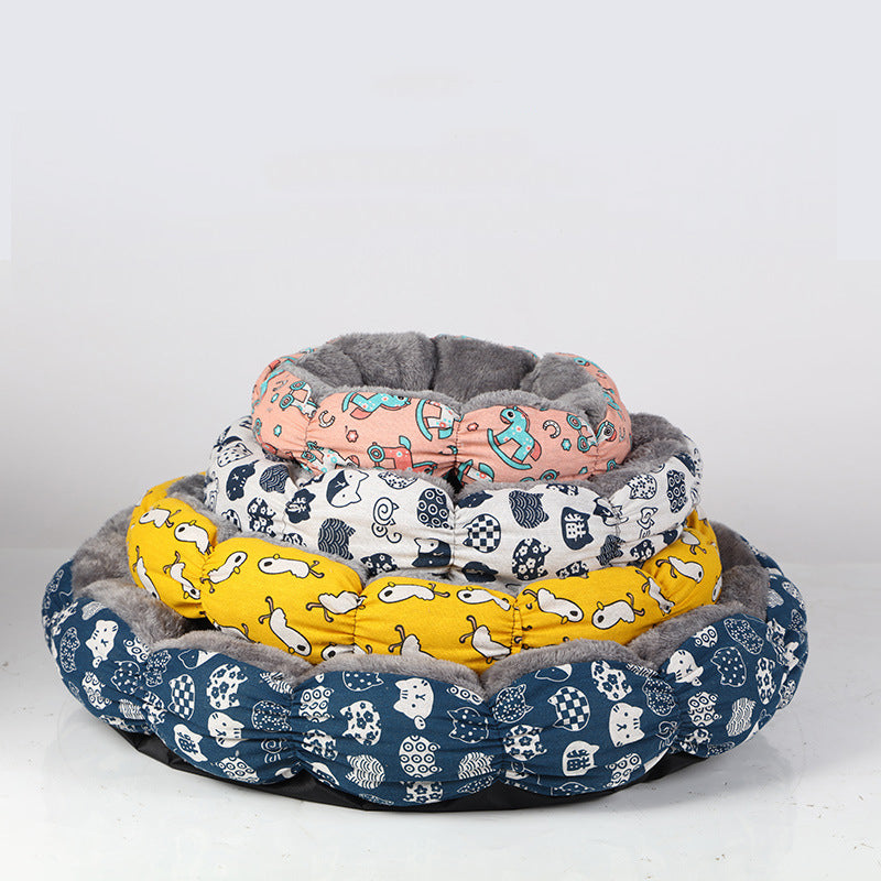 Donut Bed For Puppy And Kitten Round Fluffy Pet Bed