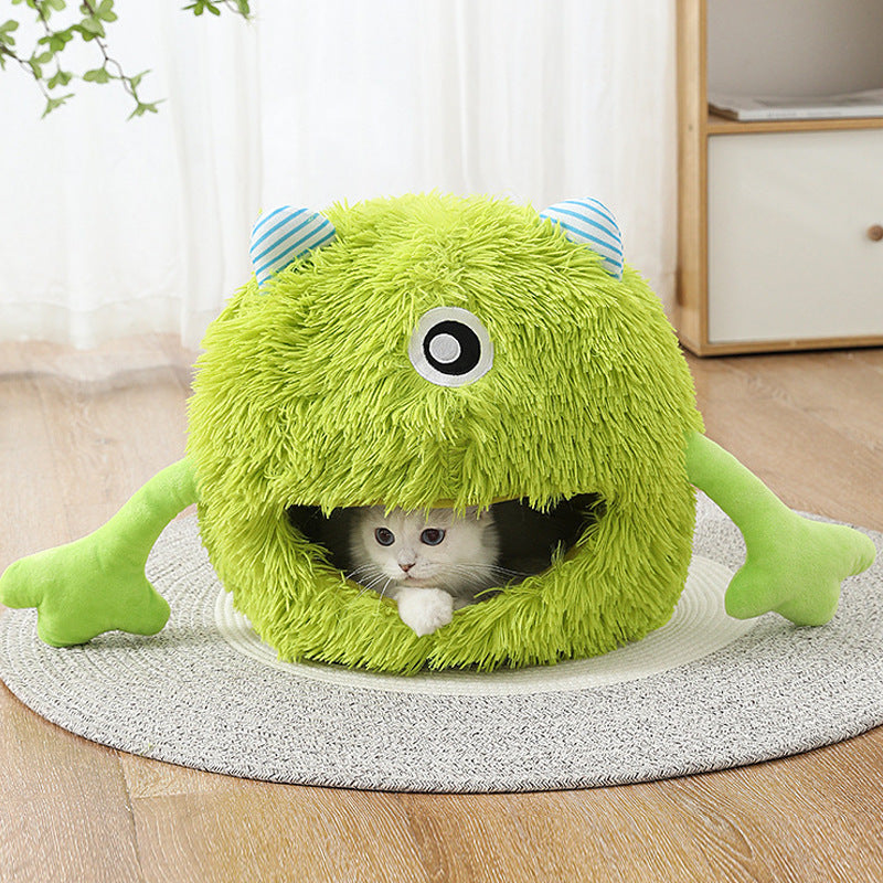 Washable Fluffy Round Non Slip Calming Soft Pet Bed