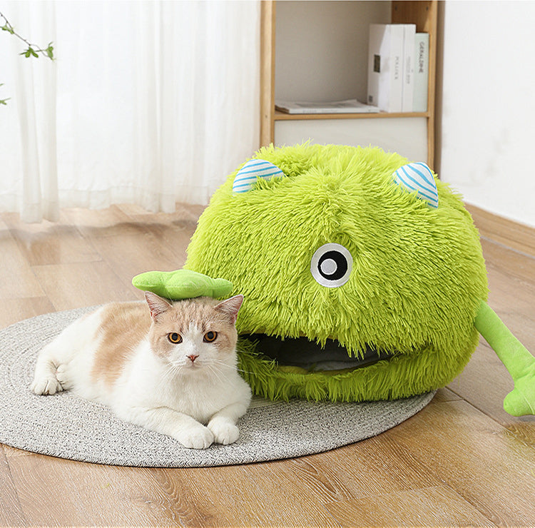 Washable Fluffy Round Non Slip Calming Soft Pet Bed