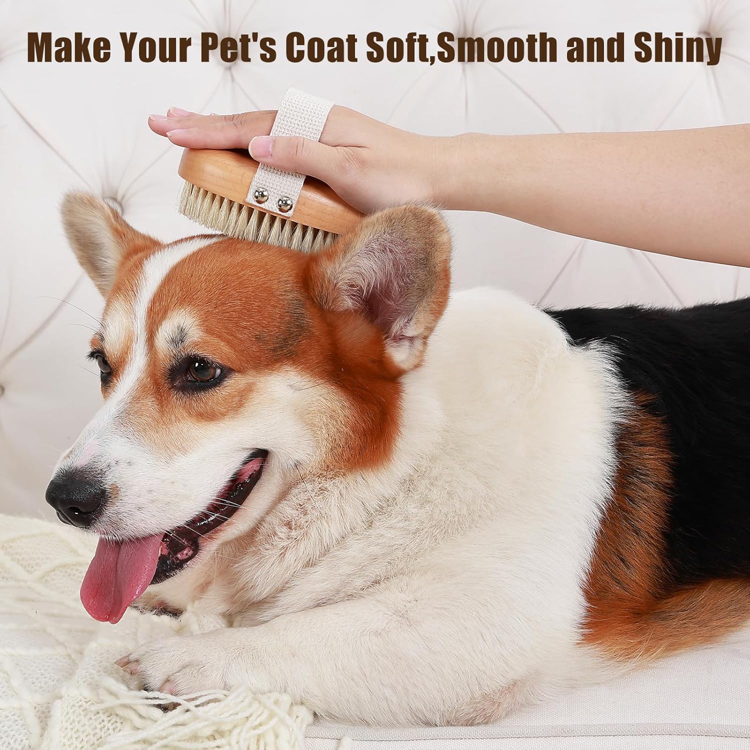 Soft Boar Bristle Pet Palm Brush