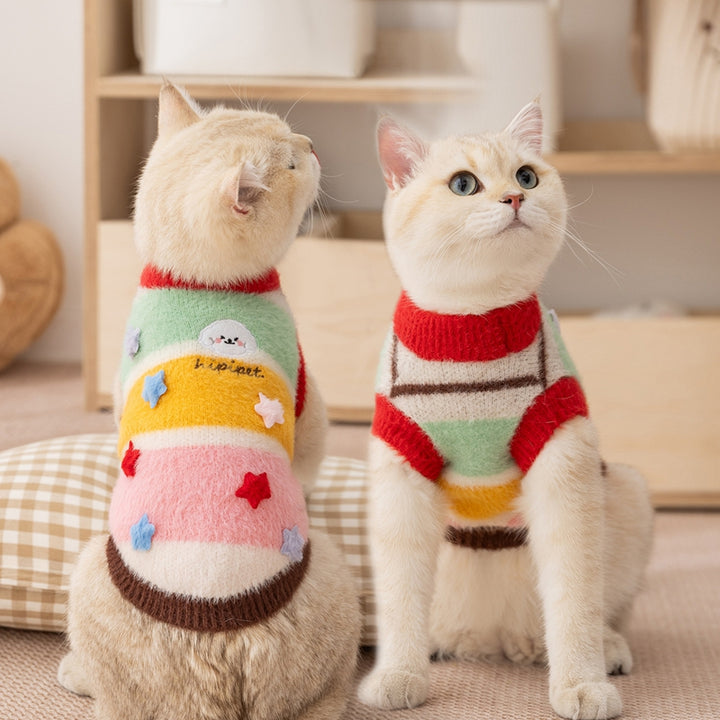 Cat Cartoon Star Striped Parent-child Sweater
