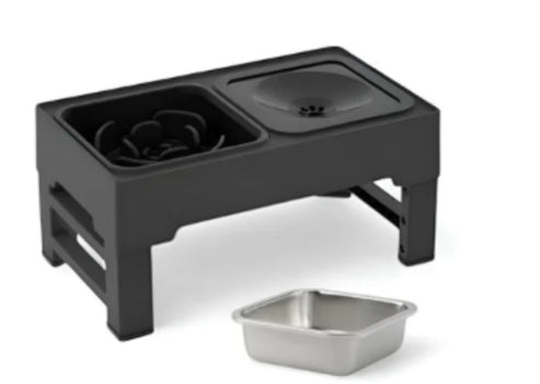 Stainless Stand Adjustable Height Pets Feeding Dish Bowl