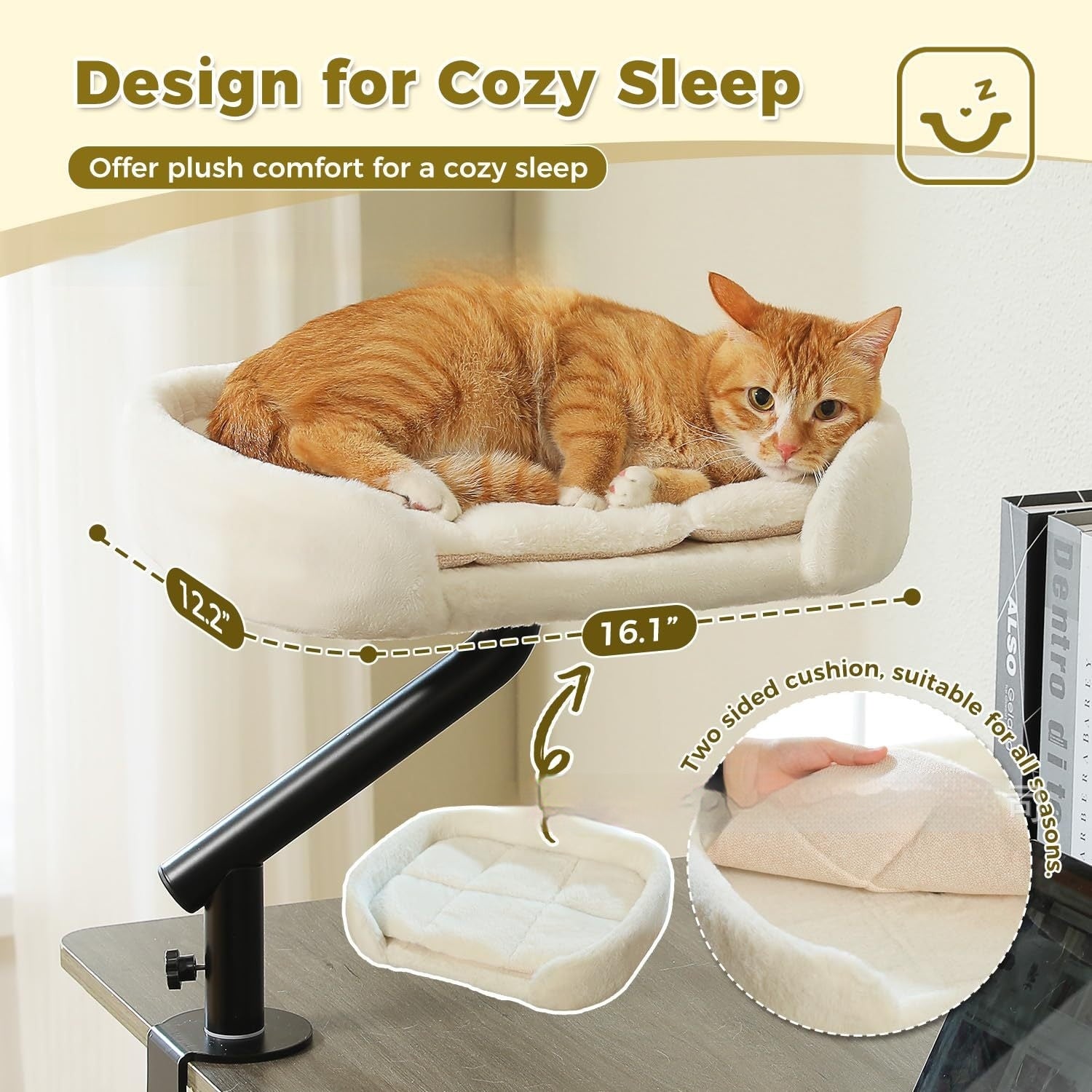 Desktop Cat Bed With Rotating And Adjustable-height