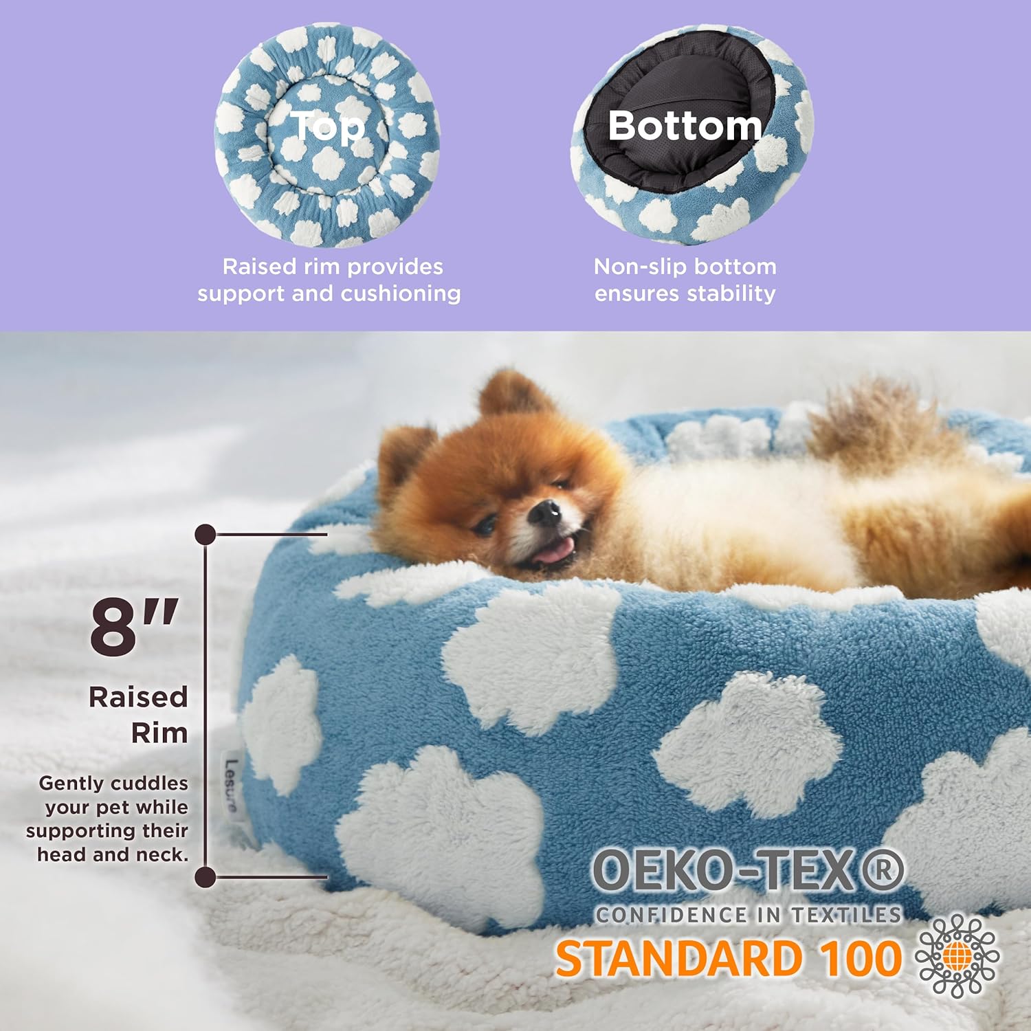 Round Donut Small Dog Calming Pet Beds