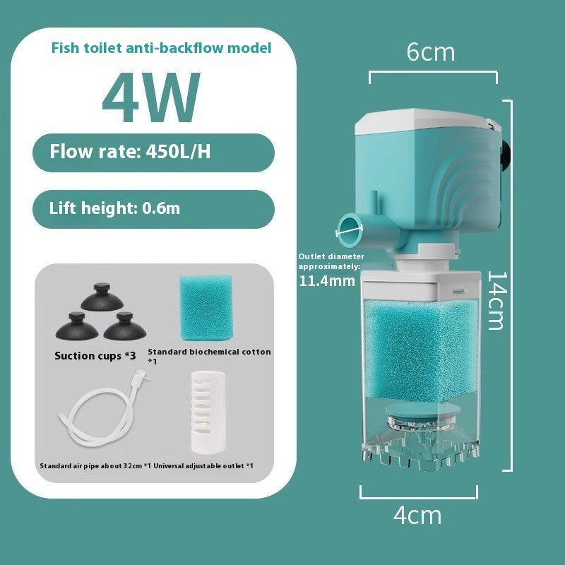 Anti-backflow Filter Aerating Fish Tank Built-in Filter