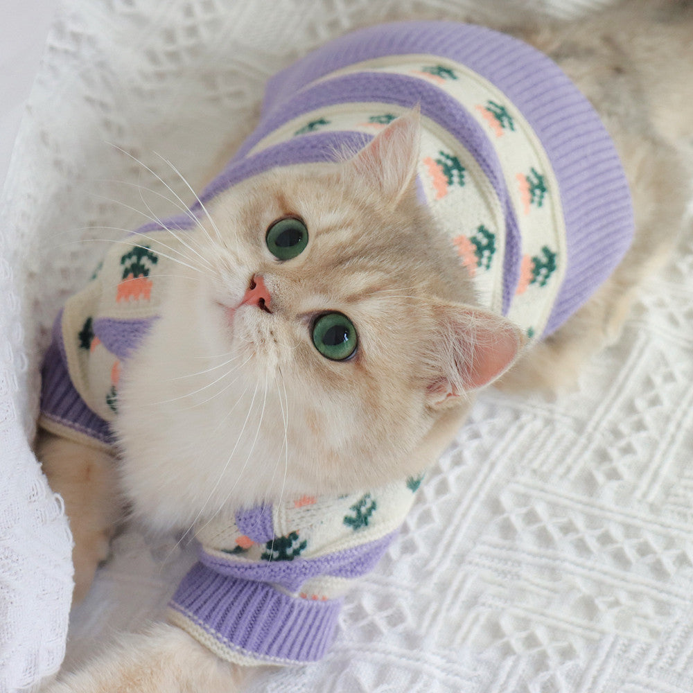 Retro Purple Flower Sweater