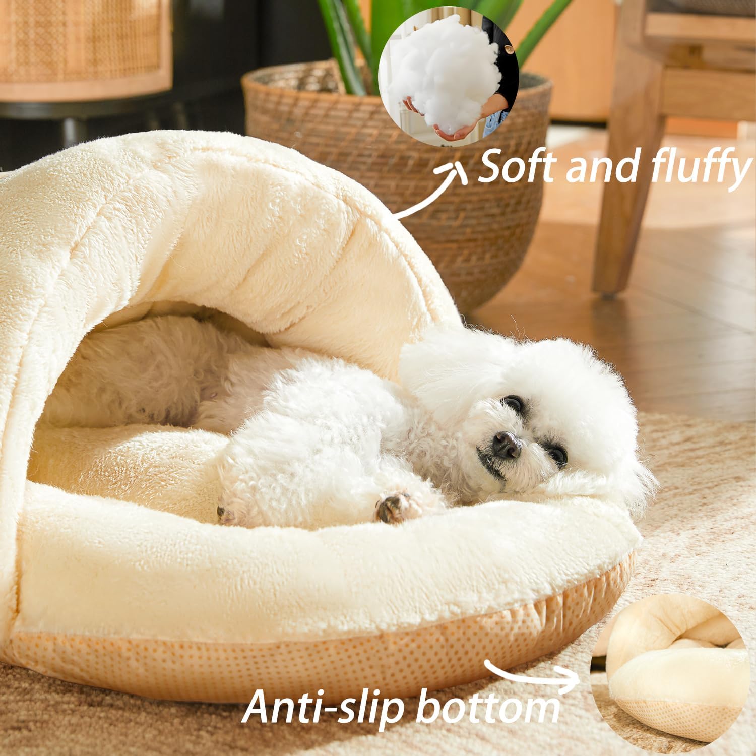 Ultra Soft Cute Plush Slipper Cat Cave Bed
