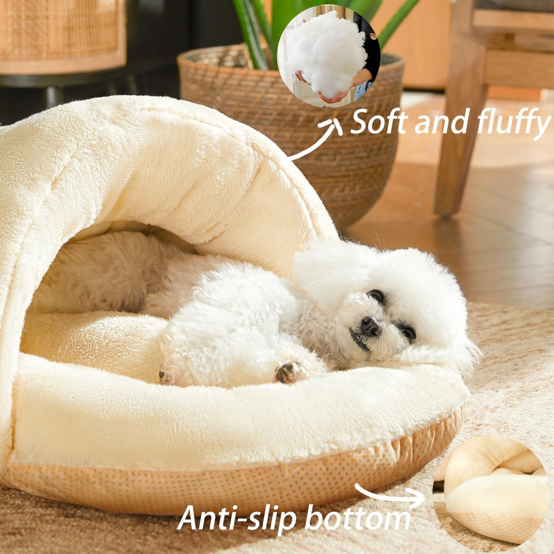 Ultra Soft Cute Plush Slipper Cat Cave Bed