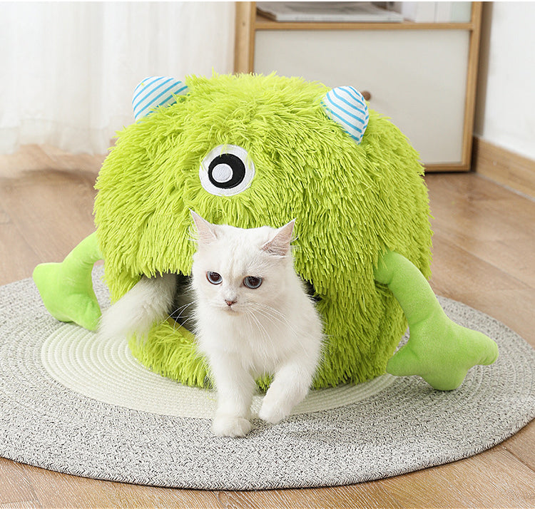 Washable Fluffy Round Non Slip Calming Soft Pet Bed
