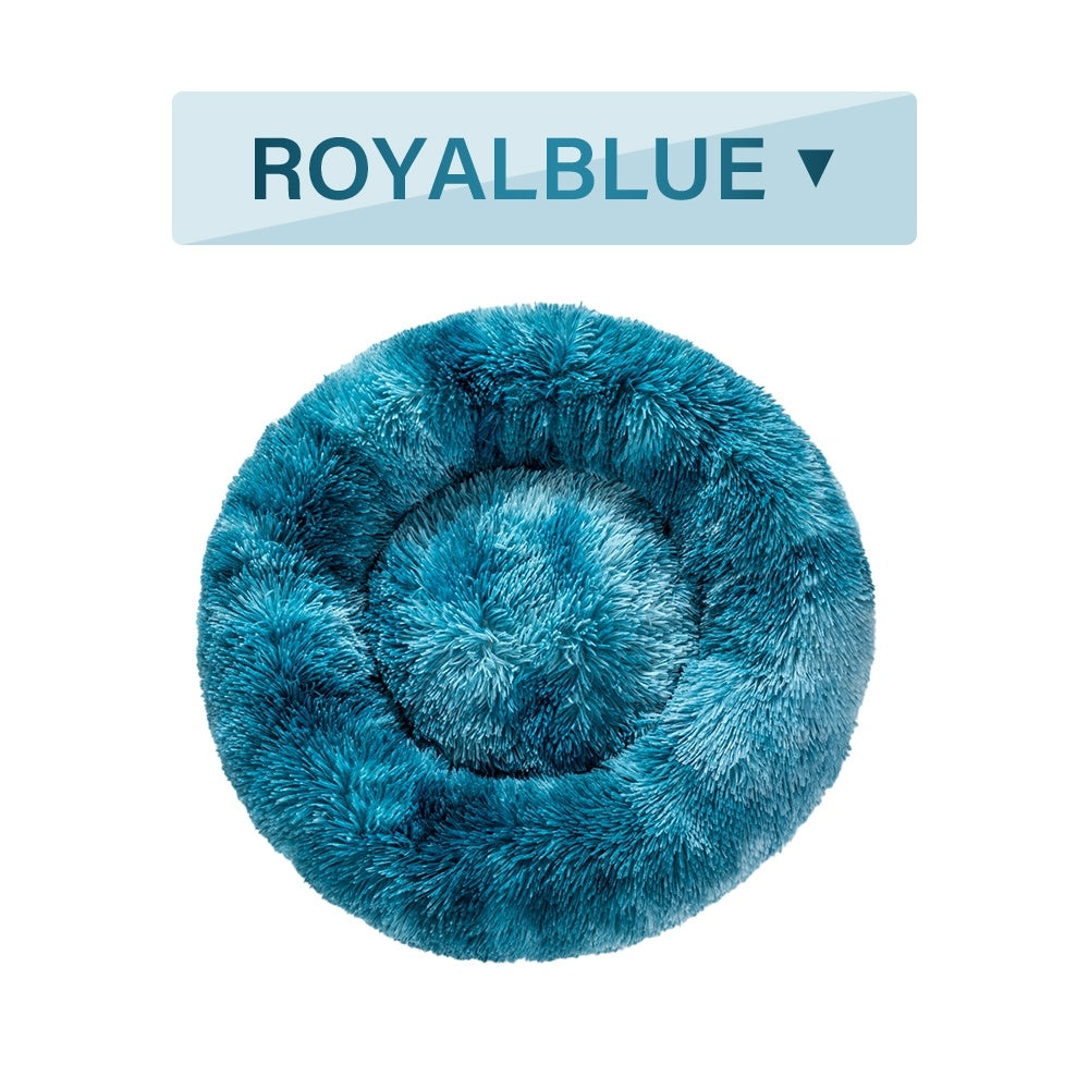 Fluffy Donut Dog Bed Long Plush Pet Cushion Dog Bed