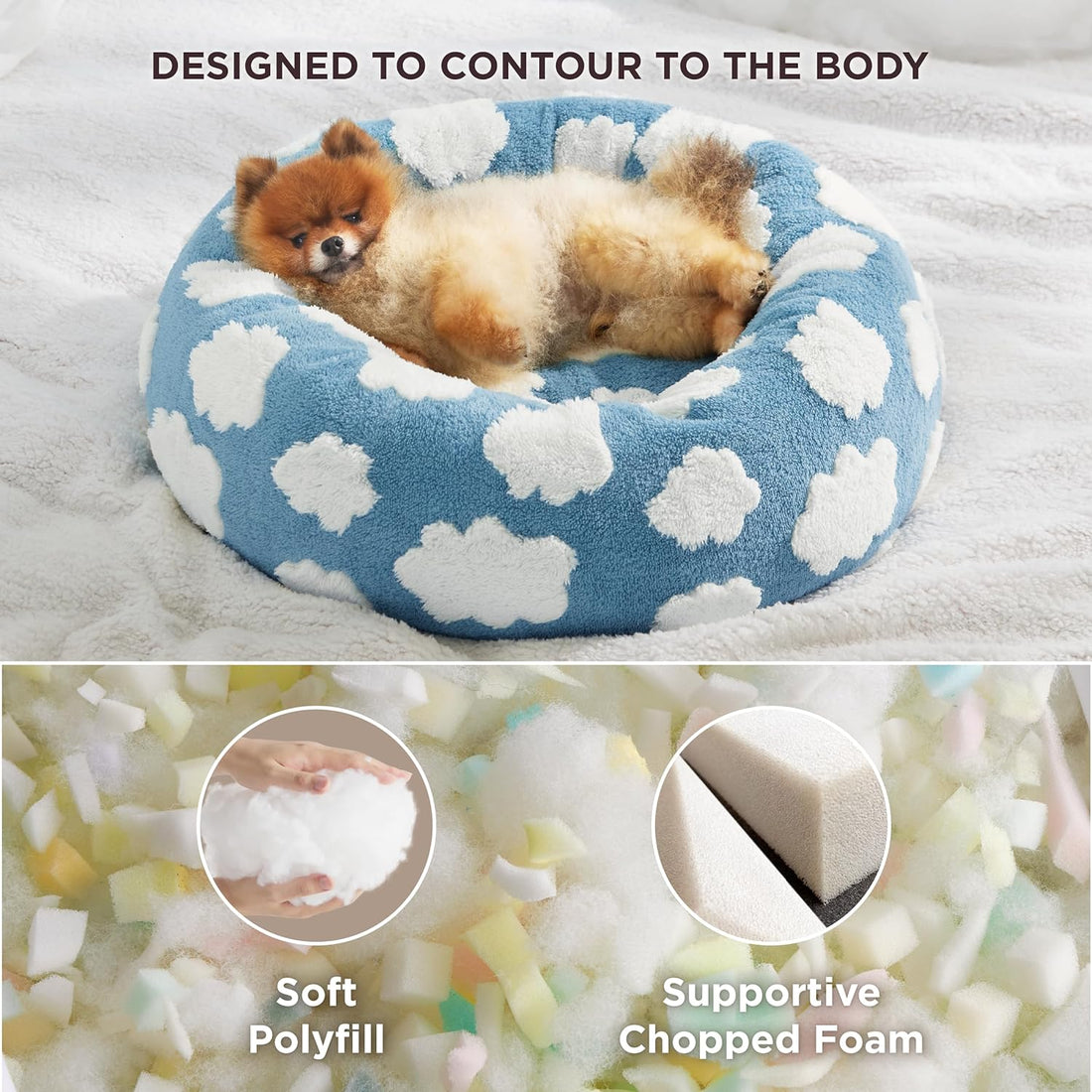 Round Donut Small Dog Calming Pet Beds